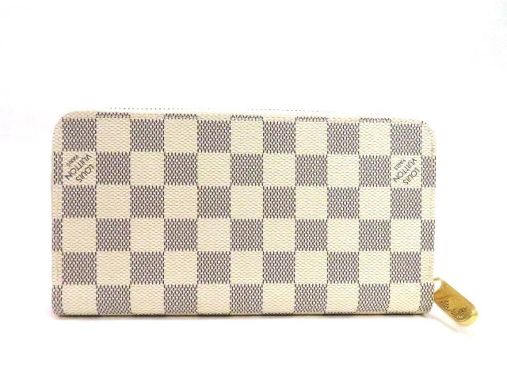 LOUIS VUITTON Zippy Wallet Azur White Beige Cream around